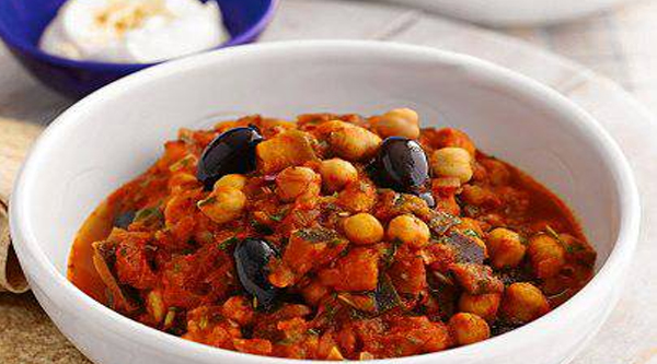 Learn a Moroccan dish using peas and eggplant